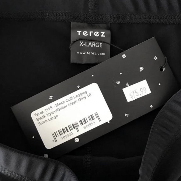 Terez - Mesh Cuff Black Glitter Leggings - Picture 6 of 9